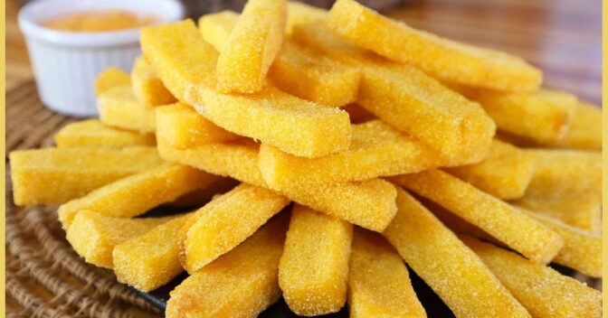 Acompanhamentos: POLENTA FRITA QUE NÃO FICA ENCHARCADA DE ÓLEO