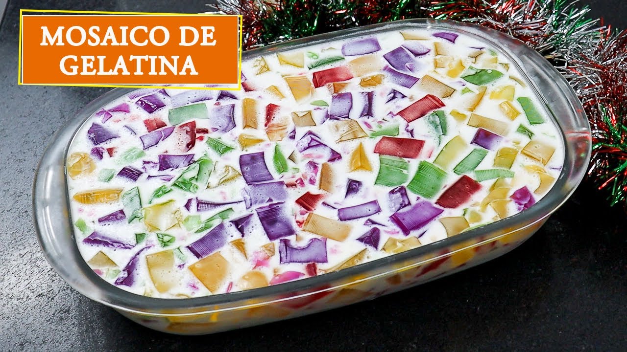Mosaico de gelatina é uma sobremesa colorida e deliciosa para servir para a família 